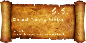 Obrusánszky Viktor névjegykártya
